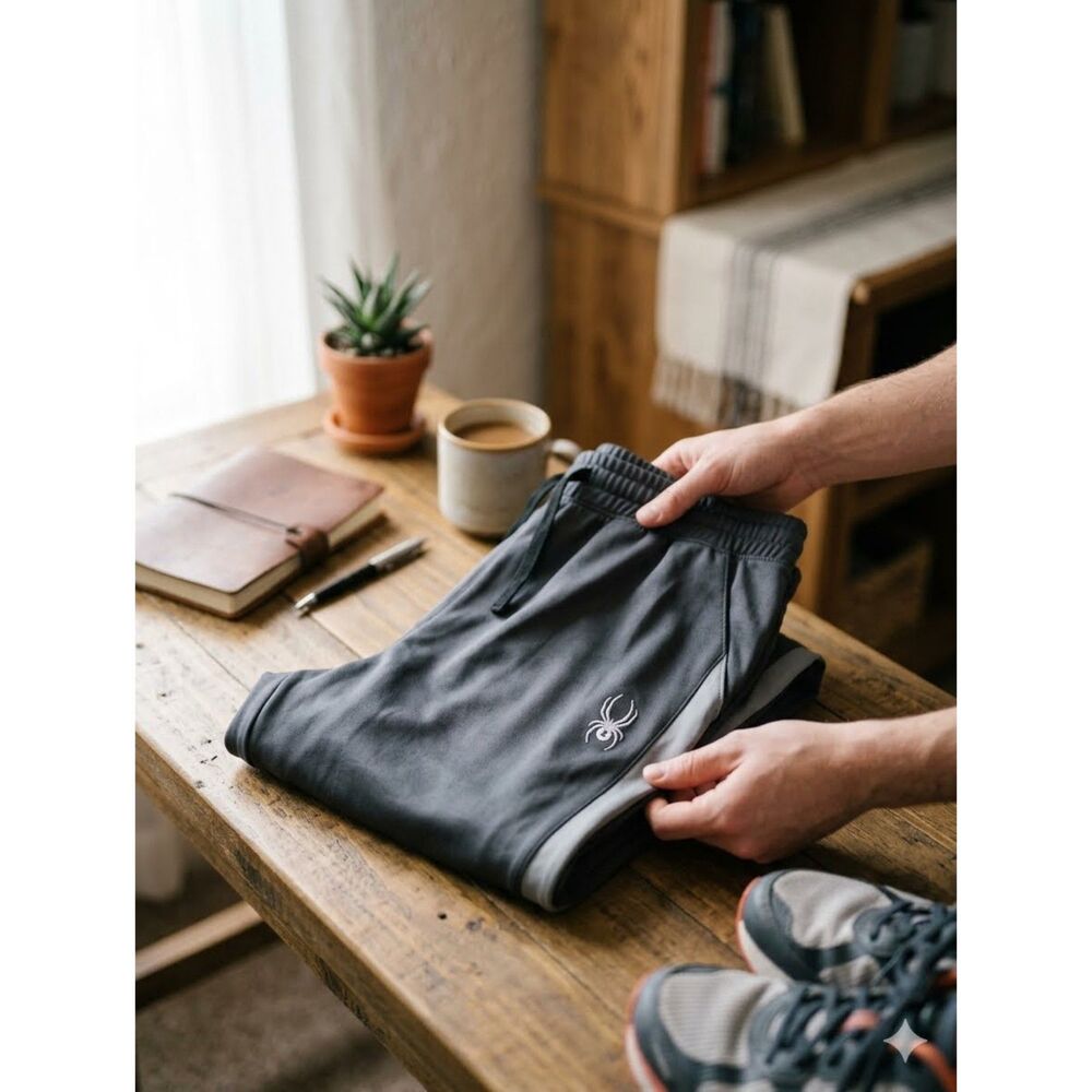 Spyder Active Polar Pants Mens S Gray Drawstring Lined Workout Lounge SPGC073